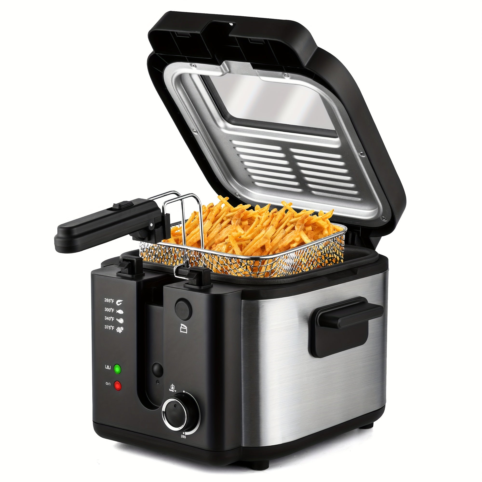SUSTEAS 1500W Smokeless Electric Fryer with Precise Temperature Control, Removable Basket & Non-Stick Basket - Large Capacity for Home/Commercial Use, Dishwasher-Safe, Compact Design - Ideal Gift for Cooking Enthusiasts & Fat