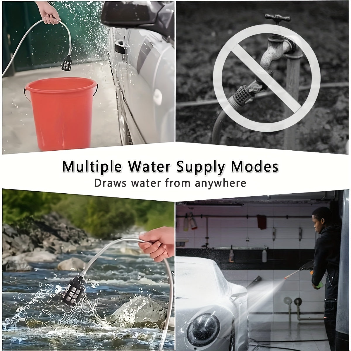 Stainless Steel High-Pressure Washer Gun, 3000 PSI Max with Quick Connect Nozzles Hose Connector, Equipped with A Single 15000mAh Battery, Single Battery Use Time Of About Half An Hour.