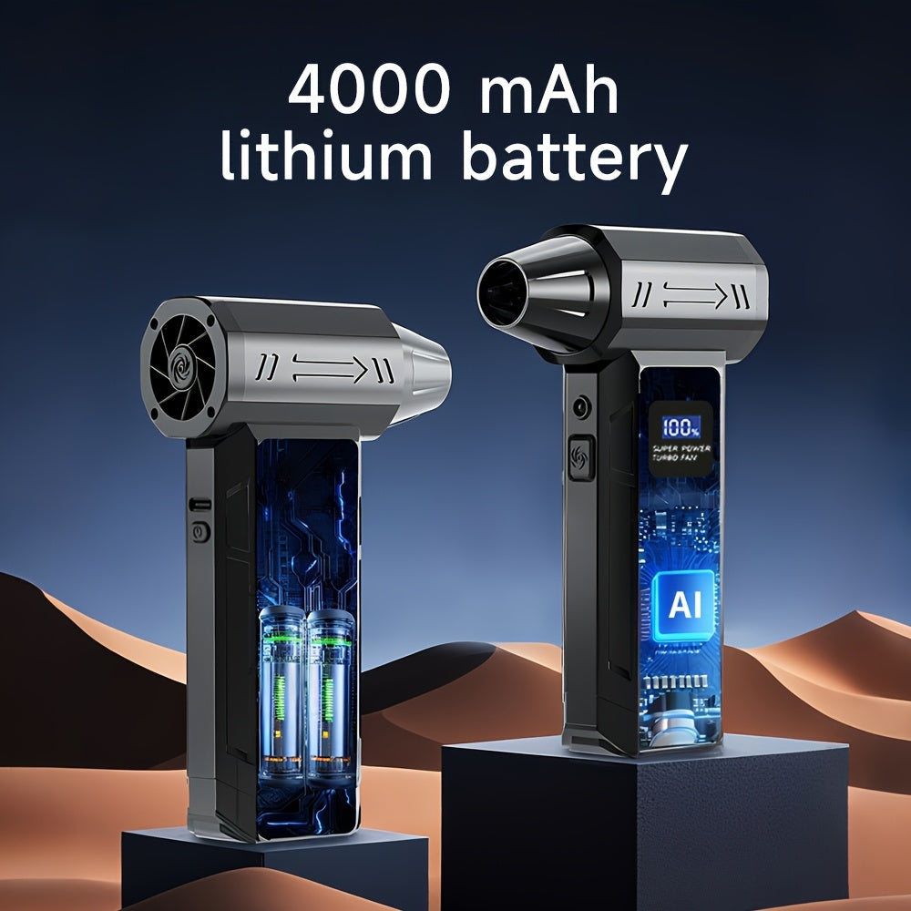 [Wireless Handheld Fan] 4-Speed Adjustable 110000RPM, Wireless Handheld Fan with Type-C Charging, Can Blow, Snow Removal, Water Removal, Dust Removal, Cooling, Keyboard Cleaning, and Helps Outdoor Camping Lighting, Suitable f