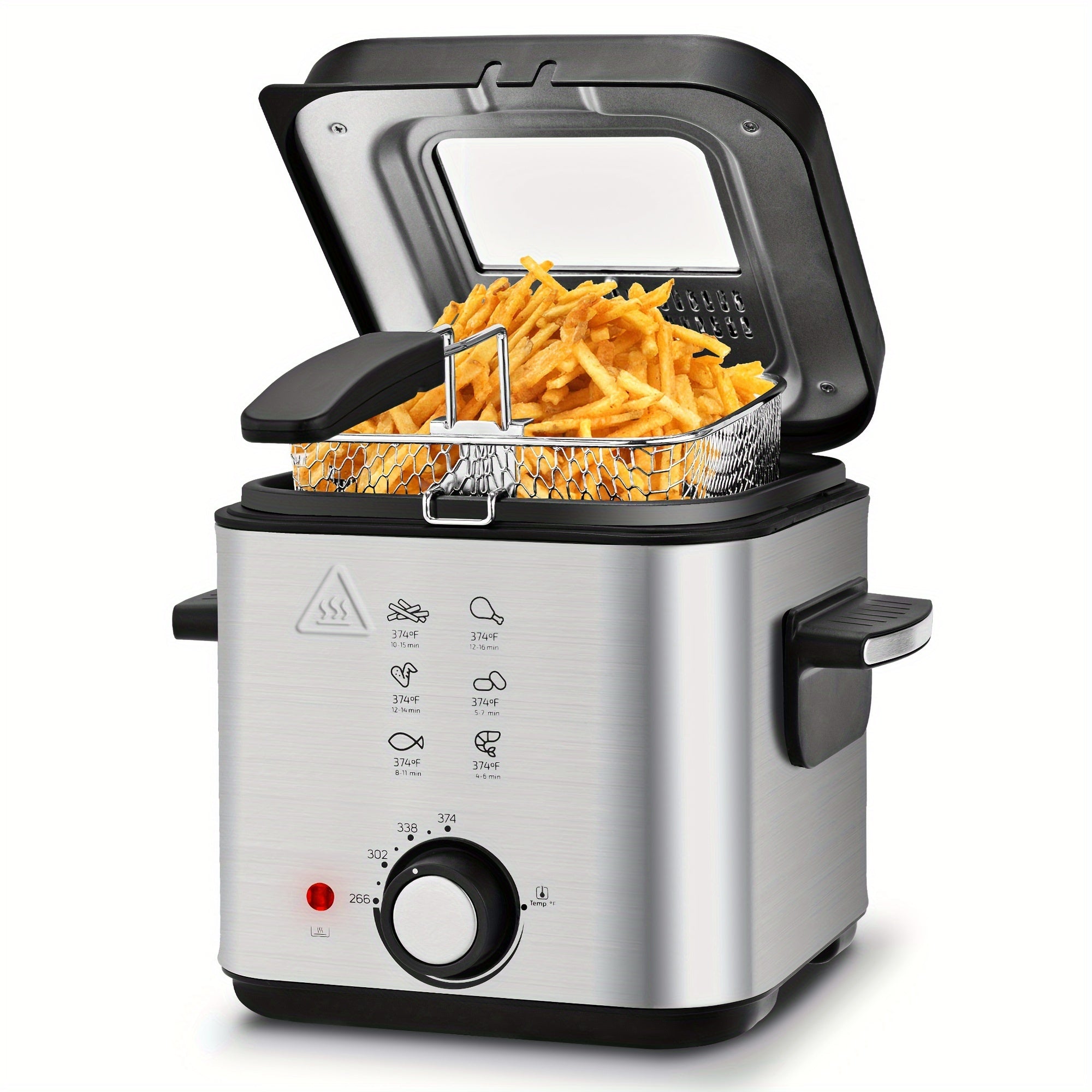 SUSTEAS Deep Fryer for Home Use, Large Capacity Oil Fryer with 5 Sizes, Adjustable Temperature Control, Easy-to-Clean Pot, Made Of 304 Stainless Steel, Local Warehouse, Compact And Durable Design, Stylish Cooking Appliance &