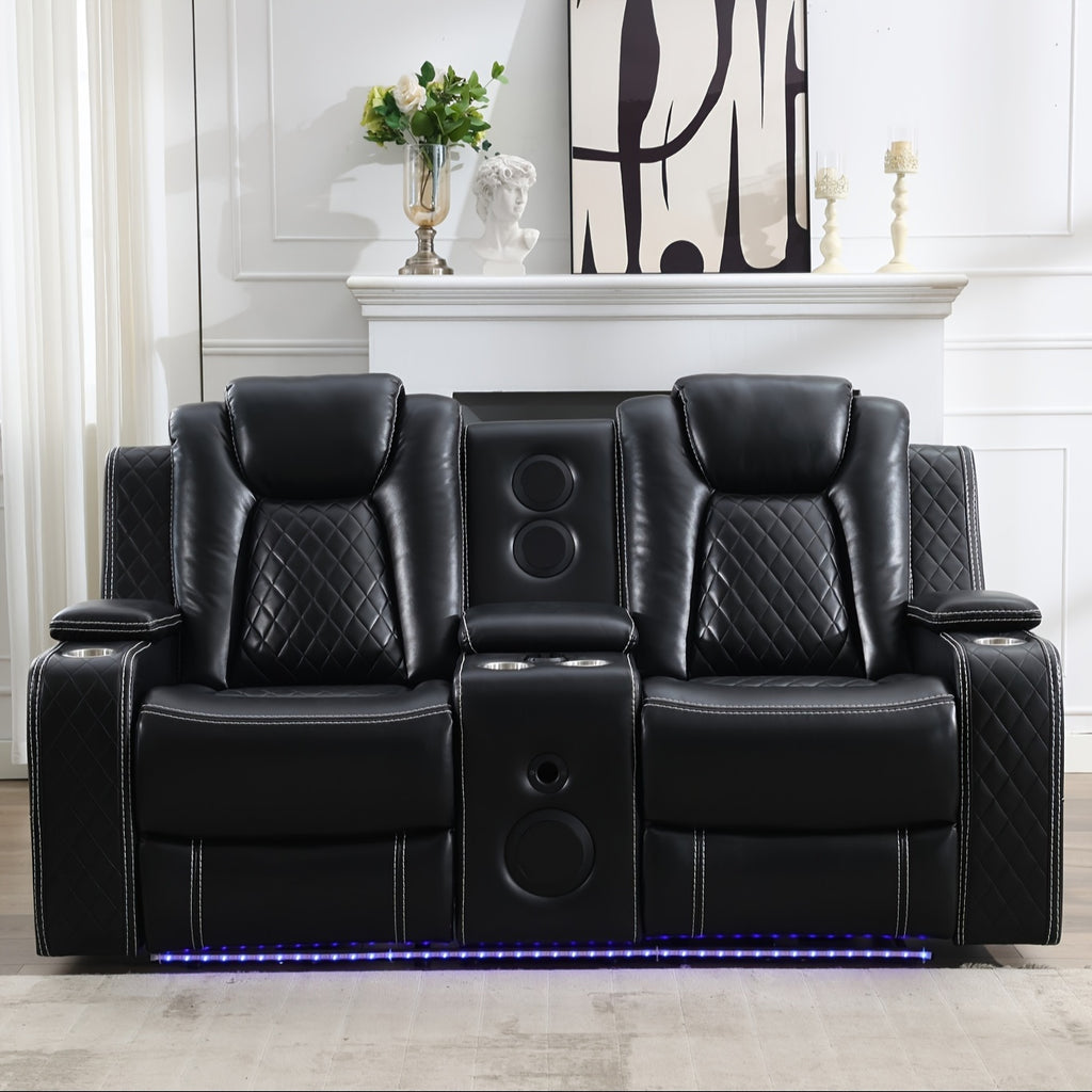 Power Recliner Loveseat with Speaker for Living Room, Loveseat Seating Couch, LED Lights
