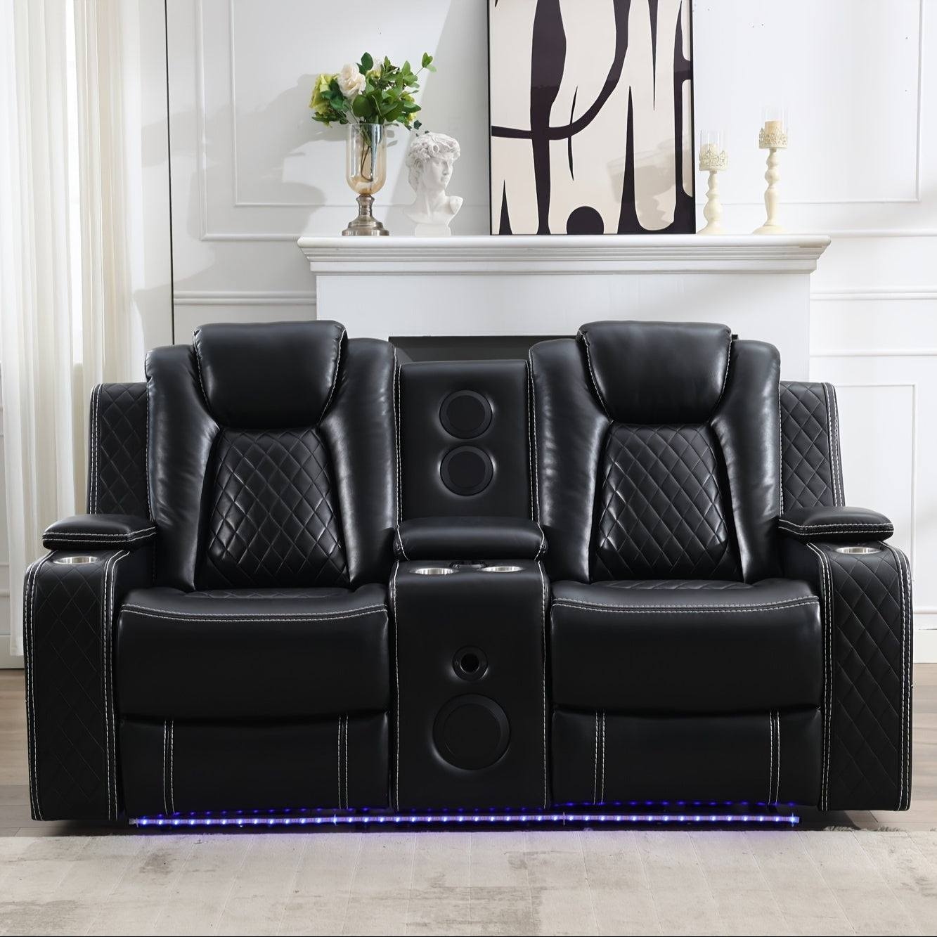 Power Recliner Loveseat with Speaker for Living Room, Loveseat Seating Couch, LED Lights