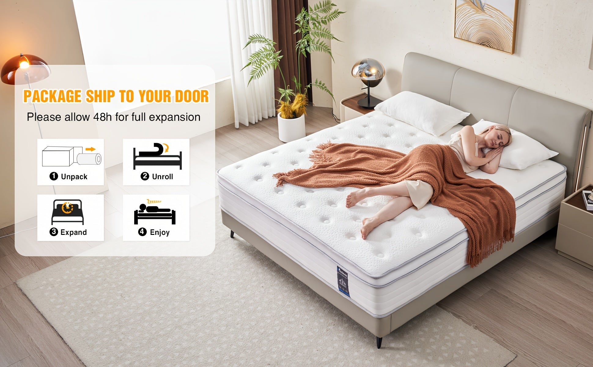 12 Inch Multilayer Hybrid Full Mattress Queen Mattress- Multiple Sizes & Styles Available, Ergonomic Design With Memory Foam And Pocket Spring, Medium Firm Feel