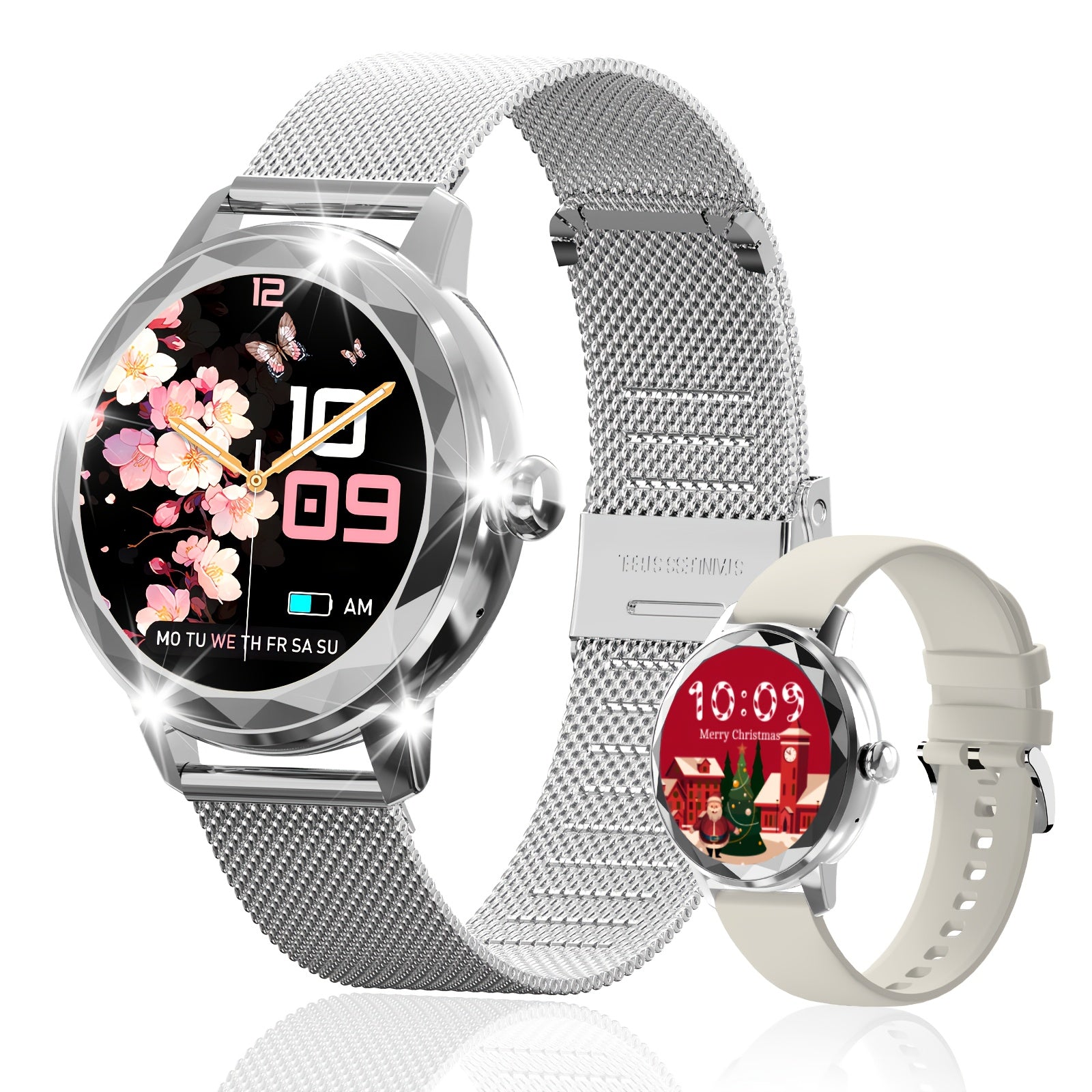 [Women's Smart Watch] Smart Watch for Women 2025 - High-Quality, Answer & Calls, Fitness Tracking, Sedentary Reminder, Weather Notifications, Calorie Tracker, Compatible with Android & iPhone, USB Charging, Sleek Design, Dura