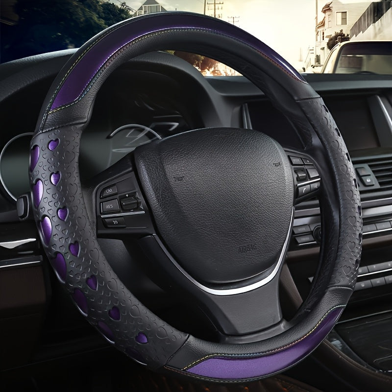 Heart Faux Leather Steering Wheel Cover