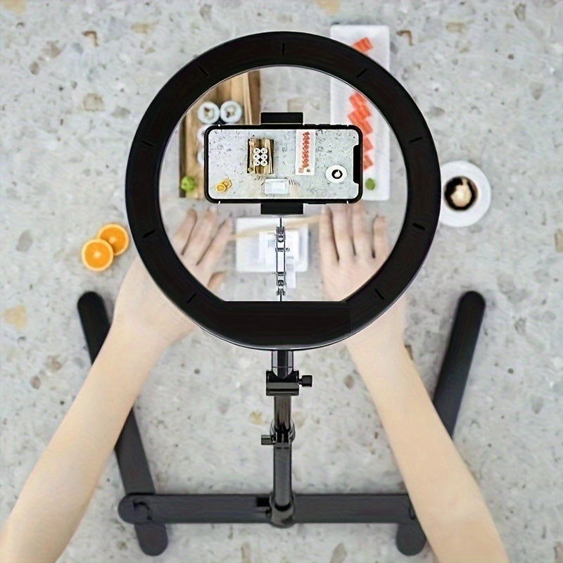 10-Inch Macro Photography Stand with LED Light - Adjustable Tripod for Close-Up Photography of Strawberries and Other Small Objects, No Battery Needed, ≤36V Power Mode, Photography Equipment|Adjustable Tripod|No Battery Nee