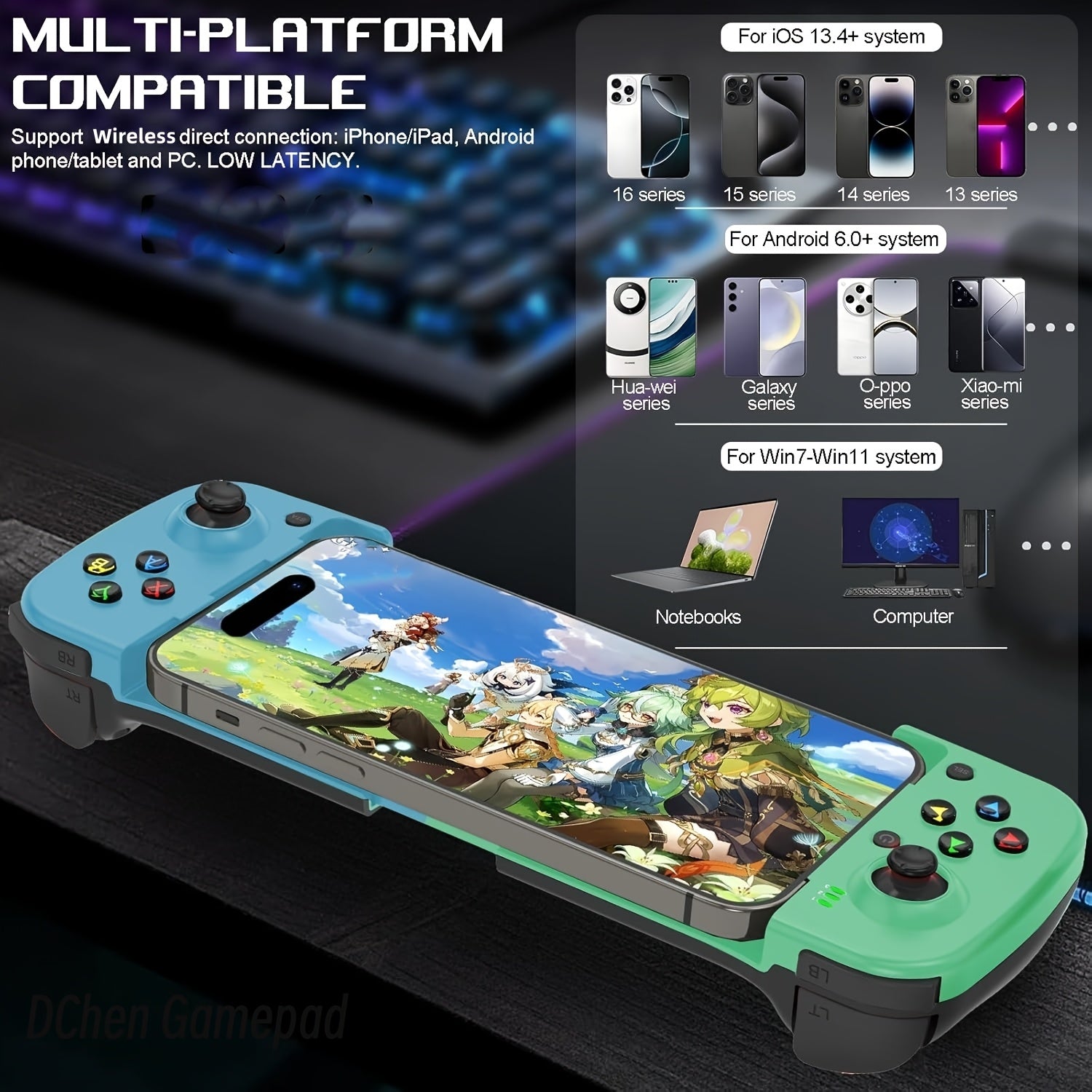 Wireless Gamepad for iPhone/Android/Steam Deck/PC/Table Mobile Phone Controller Wireless Game Controller Joystick Telescopic Gamepad COD Mobile Diablo Immortal - Directly Play, Gaming Accessory, Ergonomic Design, Compact Gami