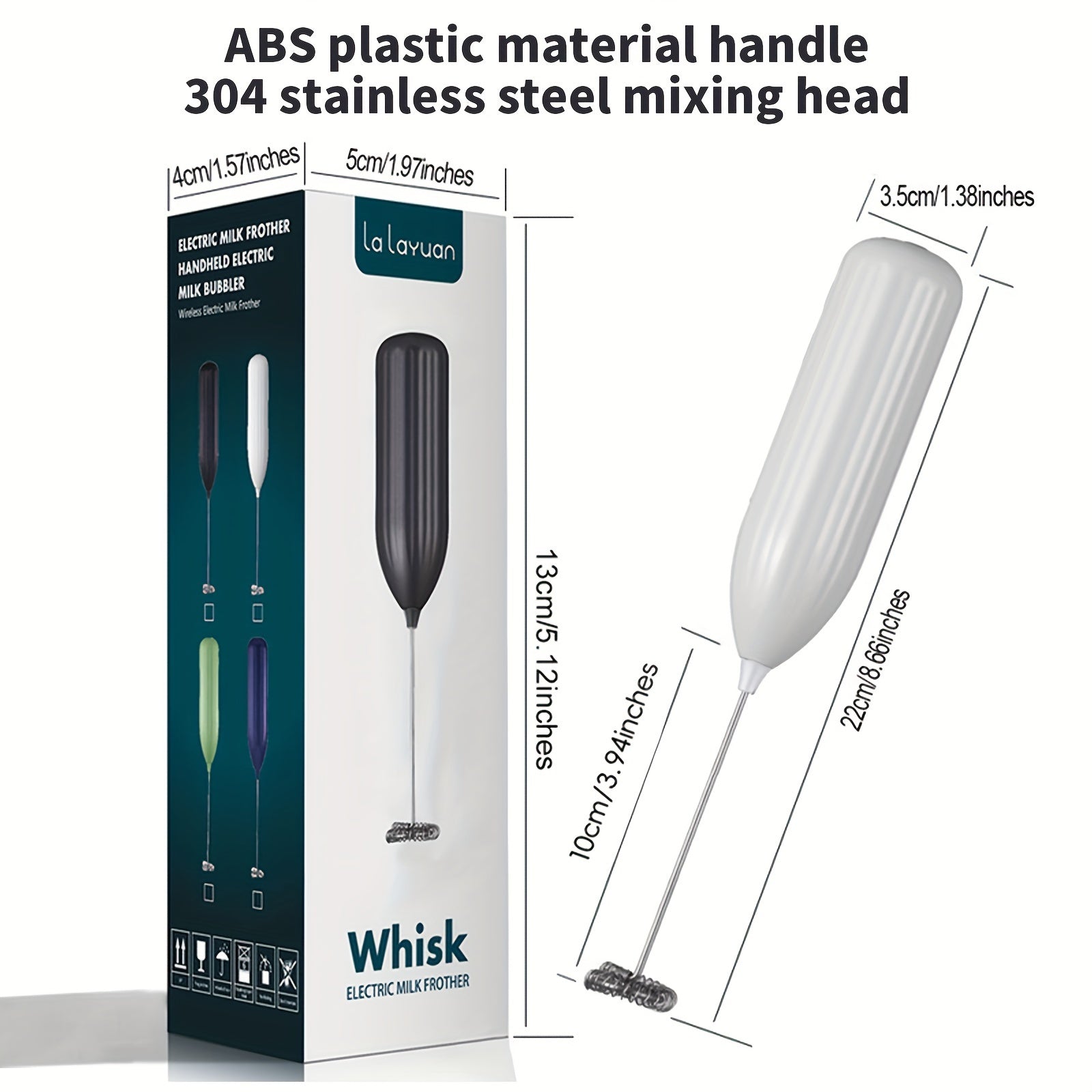 Lalayuan Powerful Electric Milk Frother & Drink Mixer - Heavy-Duty Stainless Steel Handheld Electric Whisk with 2-in-1 Design, 2-in-1 Foaming & Blending