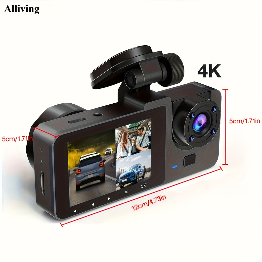 Front 4K/ Built- 1080P Three-Channel Front and Rear Built-in Dash Cam, Full HD Car DVR with Infrared Night Vision Function, Loop Recording, Includes 32/64GB SD Card, WDR, 24-Hour Parking Mode - Birthday Gift YX15, Road Trip C