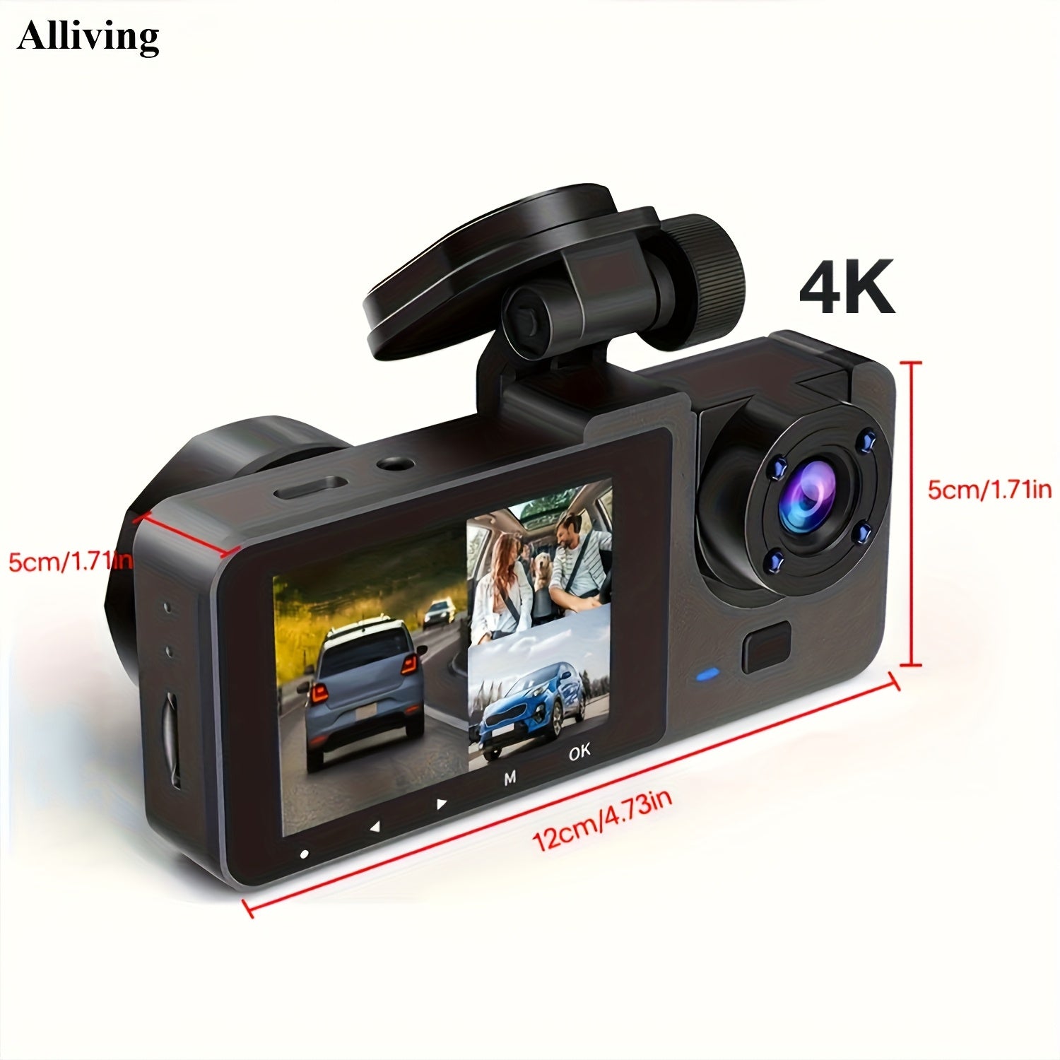 Front 4K/ Built- 1080P Three-Channel Front and Rear Built-in Dash Cam, Full HD Car DVR with Infrared Night Vision Function, Loop Recording, Includes 32/64GB SD Card, WDR, 24-Hour Parking Mode - Birthday Gift YX15, Road Trip C