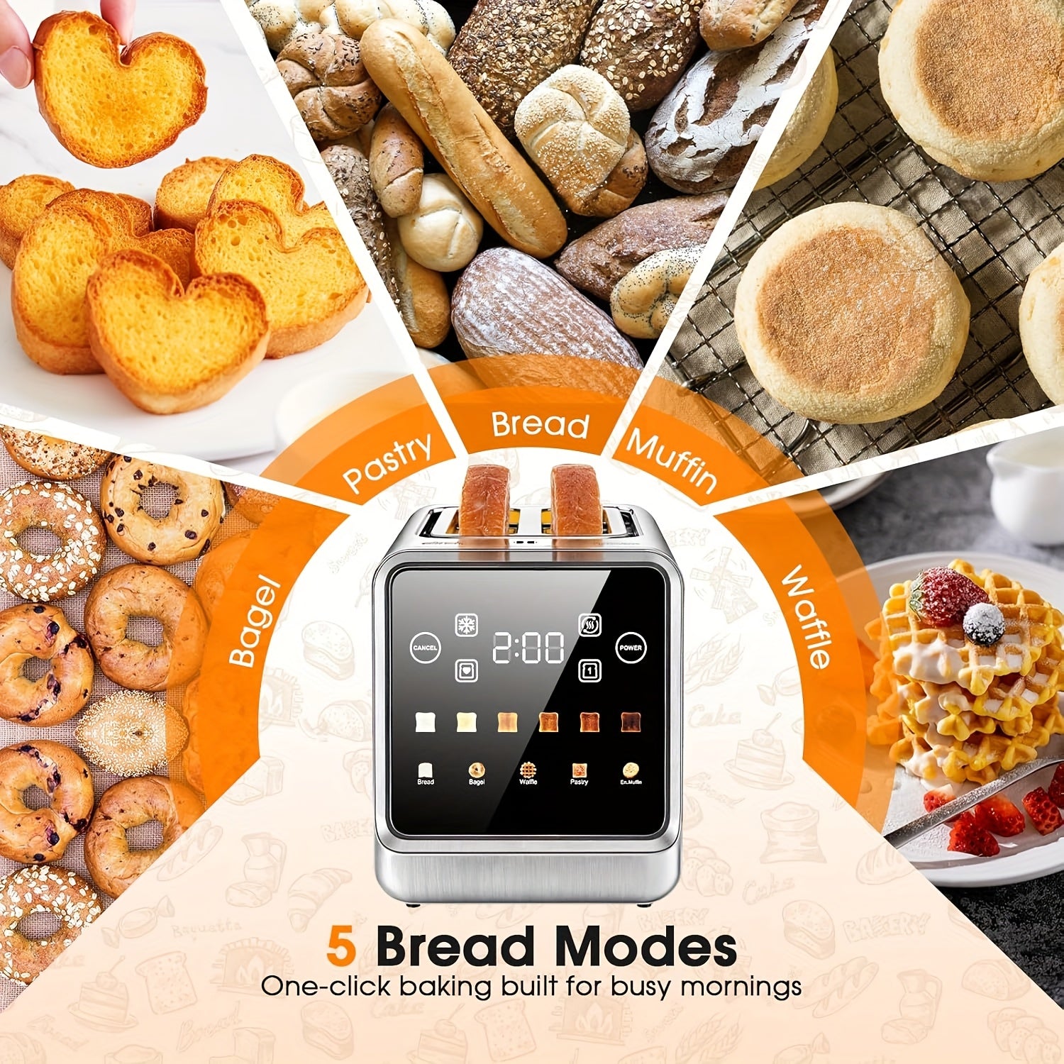 Stainless Steel Touch Screen Toaster