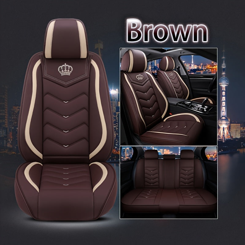 [Luxury Car Seat Covers] Waterproof 5-Seat Luxury Full-Cover Car Seat Covers | 2025 All-Season Fit for SUVs and Sedans, Scratch-Resistant Protection for Original Seats, Simple and Elegant Design Suitable for Women and Family