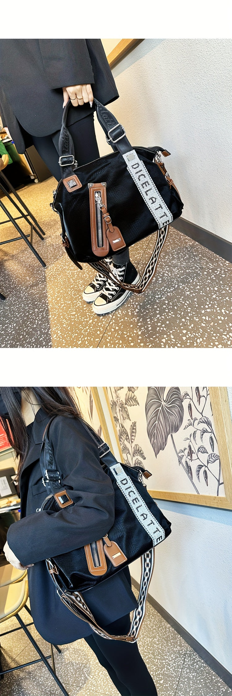 [Tote Bag] Trendy Tote Bag for Women, Large Capacity Bag, Shiny Rhinestone Decor