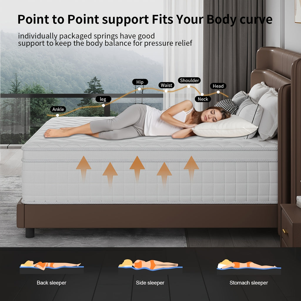 Queen Mattress, 8/10/12/14 Inch Mixed White Mattress, Luxury Gel Memory Foam Spring Mattress, Medium Hardness, Comfortable Sleep Experience - Suitable for Double, Full Size, Large And Extra Large Bed, Edge Support, Valentine'