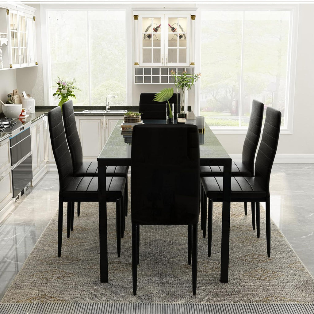 7-Piece Modern Glass Dining Table