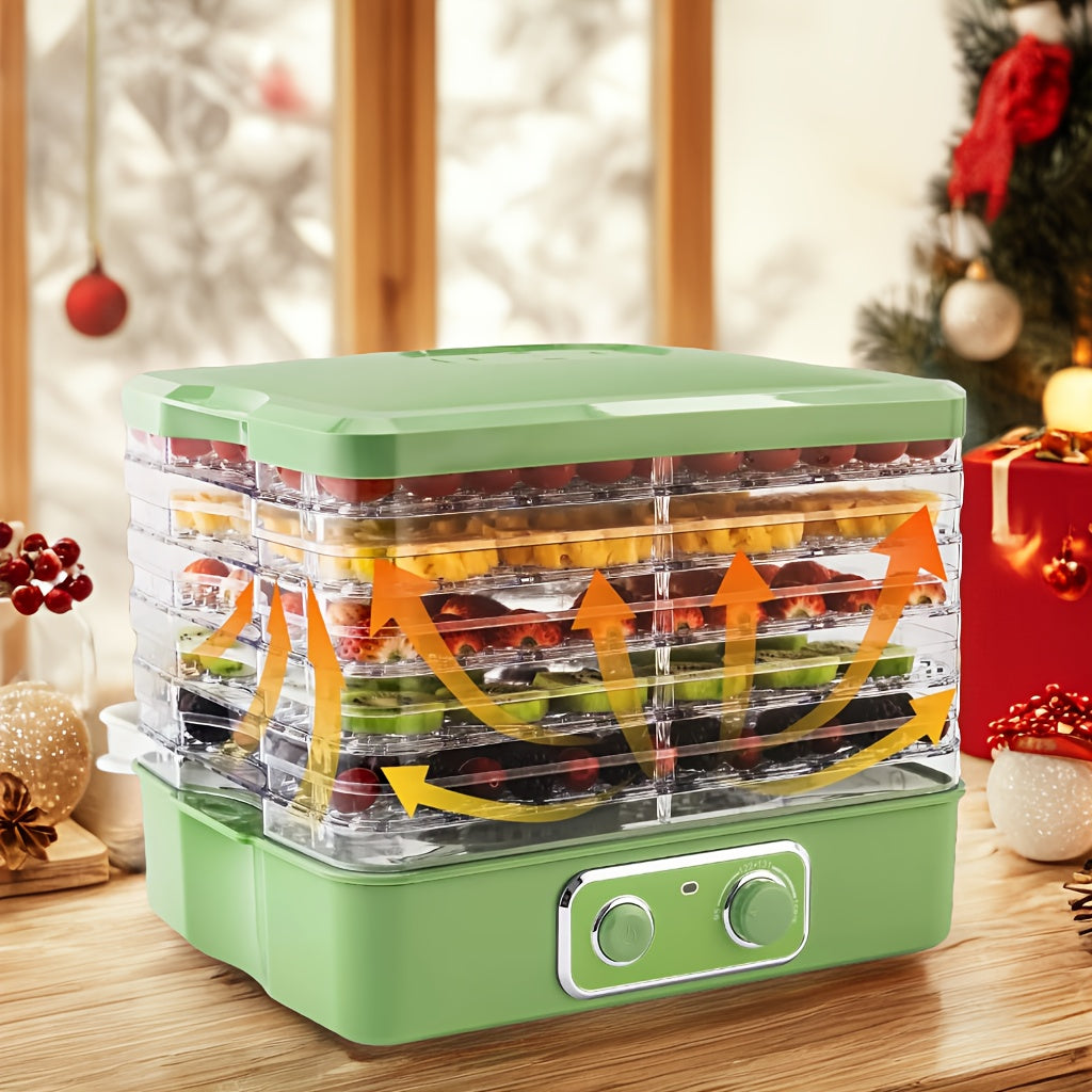 SUSTEAS Food Dehydrator For Jerky, 5-Tier BPA-Free Tray Dehydrator Machine, 240W Adjustable Temperature Control For Fruits, Meats, Veggies & More - Perfect Holiday Gift, Green