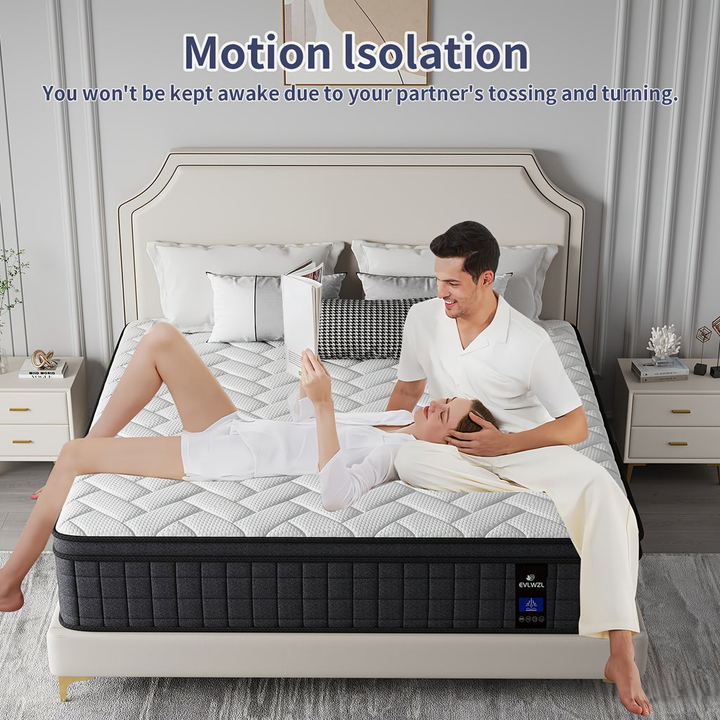 10INCH/12INCH -Twin/Queen/King Size Mattress, Premium High Quality Deep Sleep Firm Mattress Extra Lumbar Support, Memory Foam Hybrid Euro Top Luxury Mattress, Individually Wrapped Pocket Coils And Motion Isolation