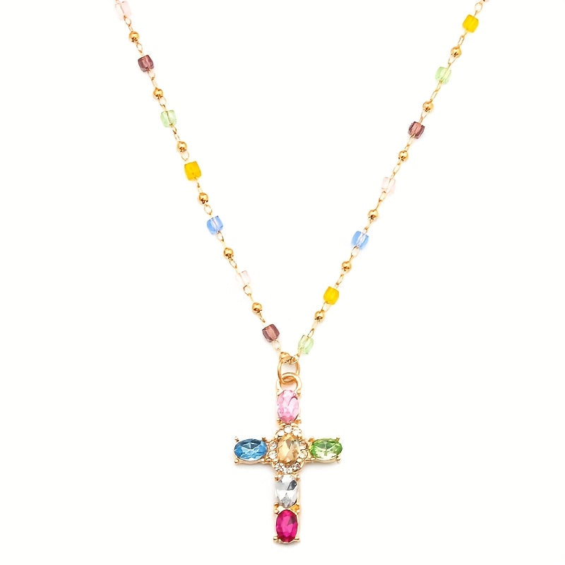 Colorful Cross Pendant Necklace