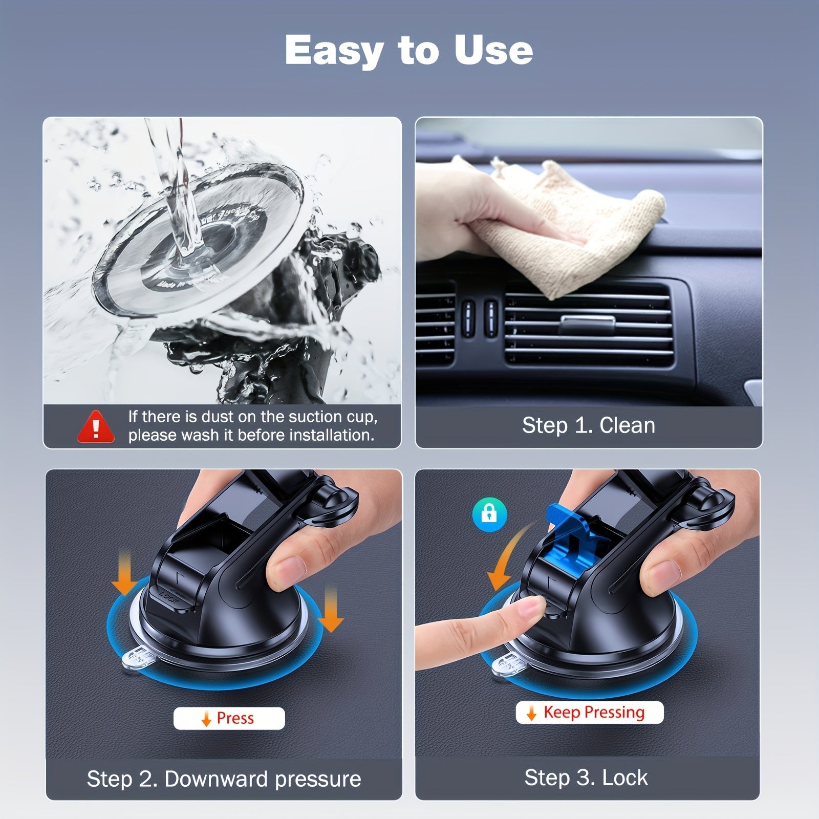 LOTUNY Car Phone Holder, Universal Hands-Free Phone Holders for Your Car, 3-in-1 Phone Mount for CarAir Vent Compatible with for iphone for samsung Google and All 4" to 7, 2" Phones