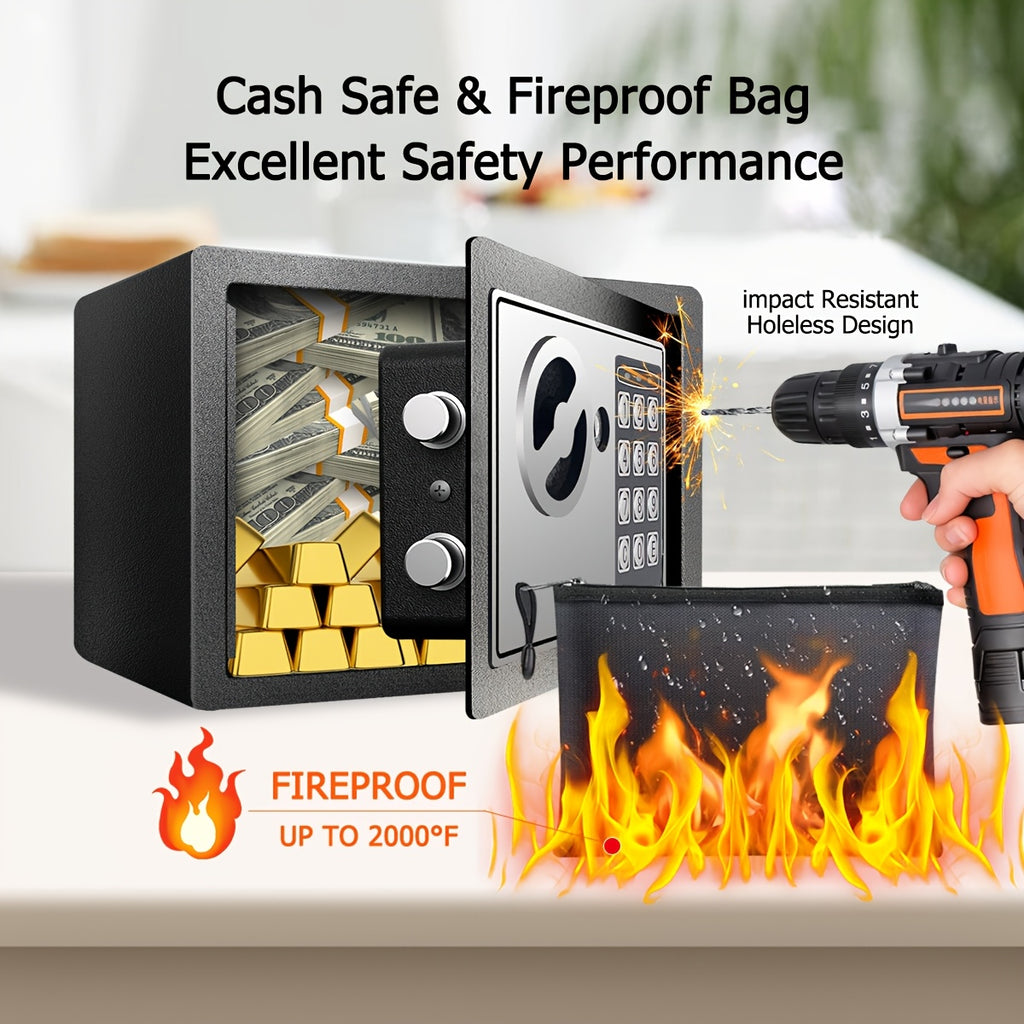 Fireproof Safes, Digital Keypad Home Safe with Sensor Light, Adjustable Shelf Security Safe for Money Business Office, with Fireproof Money Bag & Fireproof Bag, Money Safe Box