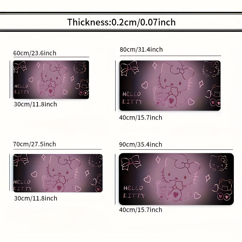 [Hello Kitty Mouse Pad] Sanrio Hello Kitty Large Gaming Mouse Pad & Desk Mat | Anti-Slip Washable Rubber Base, Stitched Edges, Cute Cartoon Design with Hearts & Stars for Office, Gaming, Workspace - Perfect Gift for Fans, Ani