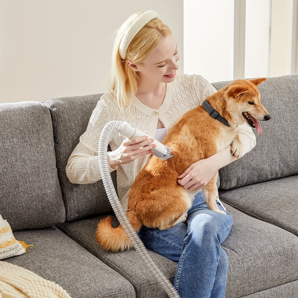 Pet Grooming Vacuum Kit 5 in 1, Vacuum Suction Strong Power 99% Pet Hair, Professional Clippers with 6 Guide Combs, Mulifunctional Grooming Tools for Dogs Cats and Other Animals