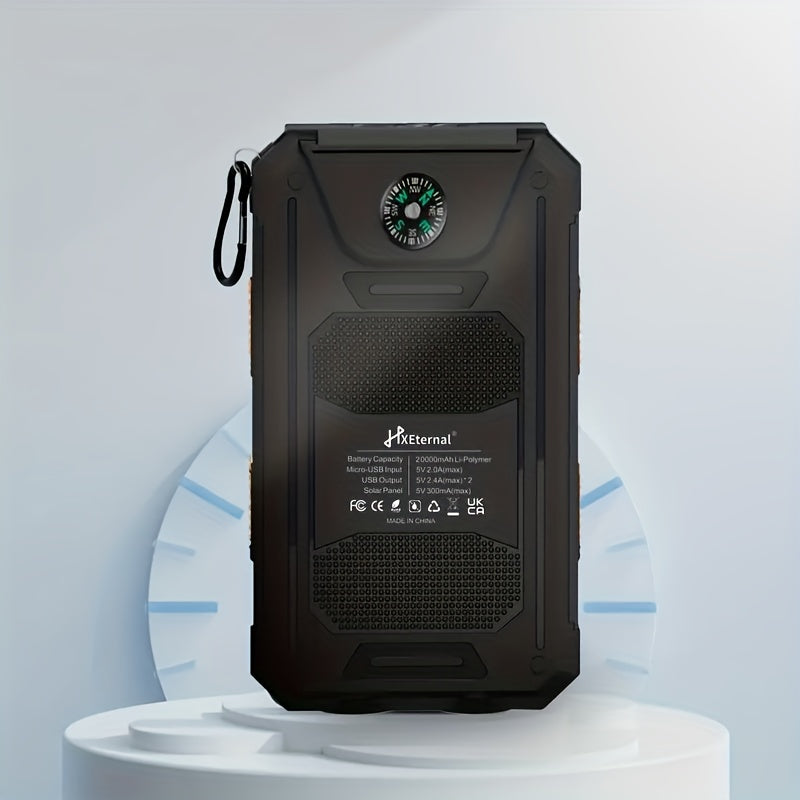 Portable Solar Mobile Phone Charger, Camping External Battery Charger for Mobile Phones, 2 USB/ LED Flashlights with Compass for Outdoor Activities, Portable Solar Power Bank, Solar Battery, Portable Charger Power Bank, Solar