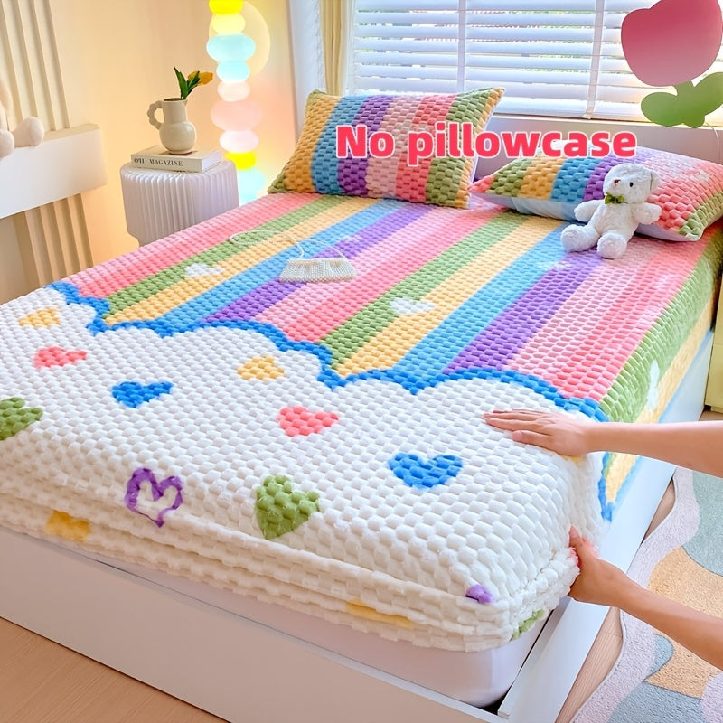 [Velvet | Thickened] 1pc Velvet Thickened Doudou Fitted Sheet Protector | Winter Warmth Soft Comfortable Bedding | Full Encasement Mattress Cover for Bedroom Guest Hotel Sealy