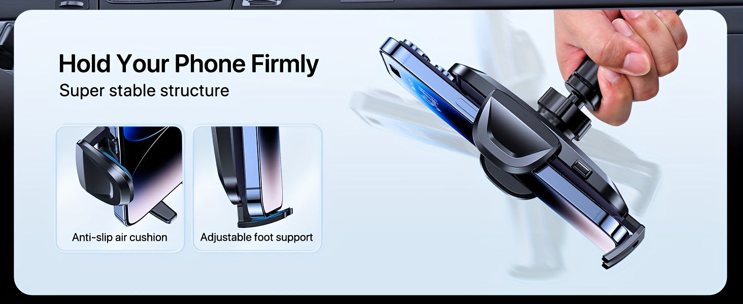 LOTUNY Car Phone Holder, Universal Hands-Free Phone Holders for Your Car, 3-in-1 Phone Mount for CarAir Vent Compatible with for iphone for samsung Google and All 4" to 7, 2" Phones