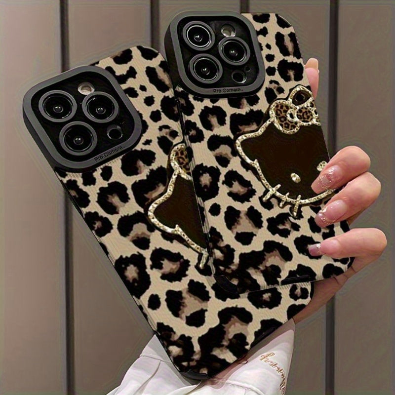 Sanrio Licensed Luxurious Leopard Print for hello kitty Phone Case for Iphone 16/11/12/13 Pro Max/11 Pro/12 Pro Max/14 Pro Max/16 Pro/11 Pro Max/14 Pro/for Iphone 13/12 Pro/15 Plus/15 Pro Max/14 Plus/for Iphone 15/for Iphone