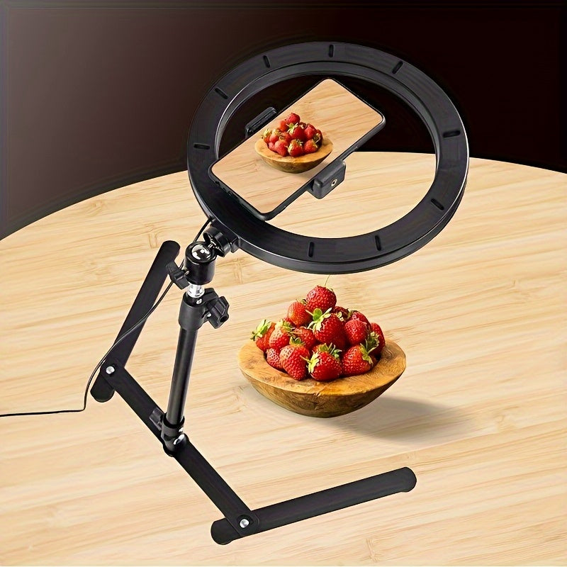 10-Inch Macro Photography Stand with LED Light - Adjustable Tripod for Close-Up Photography of Strawberries and Other Small Objects, No Battery Needed, ≤36V Power Mode, Photography Equipment|Adjustable Tripod|No Battery Nee