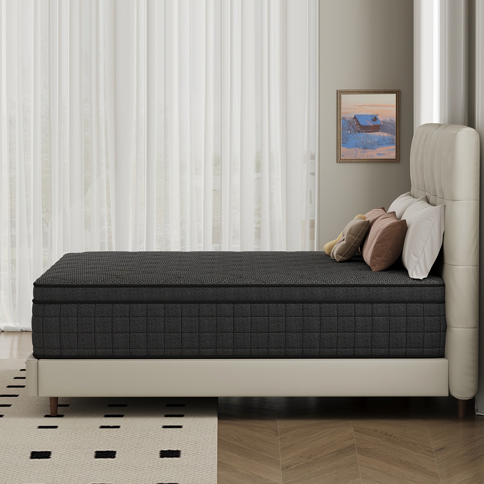 Luxury gel memory foam mattress 12 inch twin bed full size hypoallergenic mattress, medium hardness, European top design, comfortable sleep - can provide twin mattress, home Valentine's Day decorations, home furniture, home d