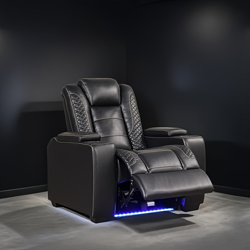 Men's Luxury Electric Recliner Chair, Heavy-Duty Metal Frame, Plush Leather-like Upholstery, Dual-Motor Lift & Recline, USB Ports & Cup Holders, Hidden Storage Armrests, Headrest Adjustment, for Home Theater Seating