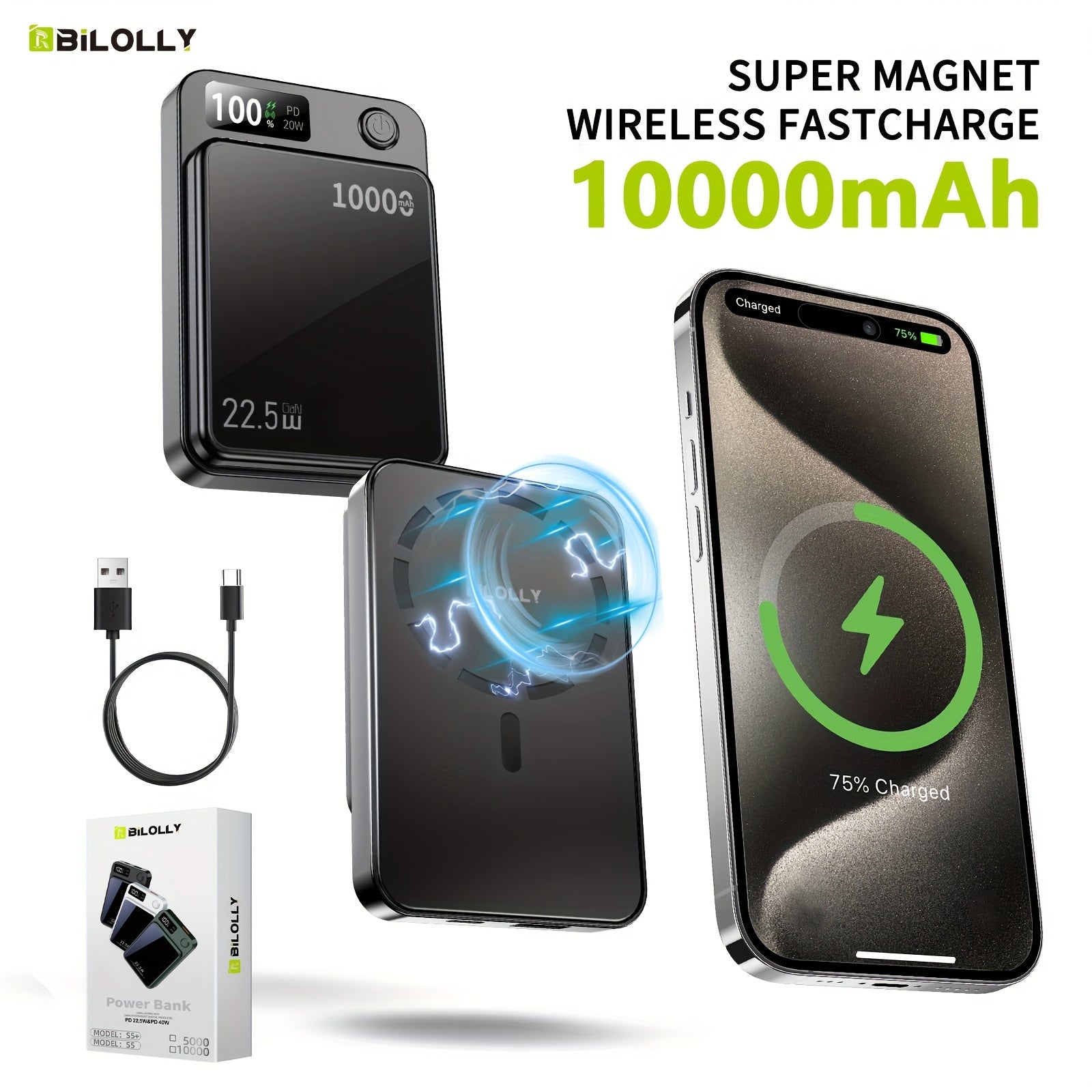 New Magnetic Wireless Power Bank - Portable Charger Power Bank, 5000/10000/15000mAh Battery Pack, 22.5/30W PD Fast Charging, 15W Wireless Charging, Magnetic Battery Pack For 17/16/15/14/13/12/Pro/Mini/Pro Max And Wired Chargi