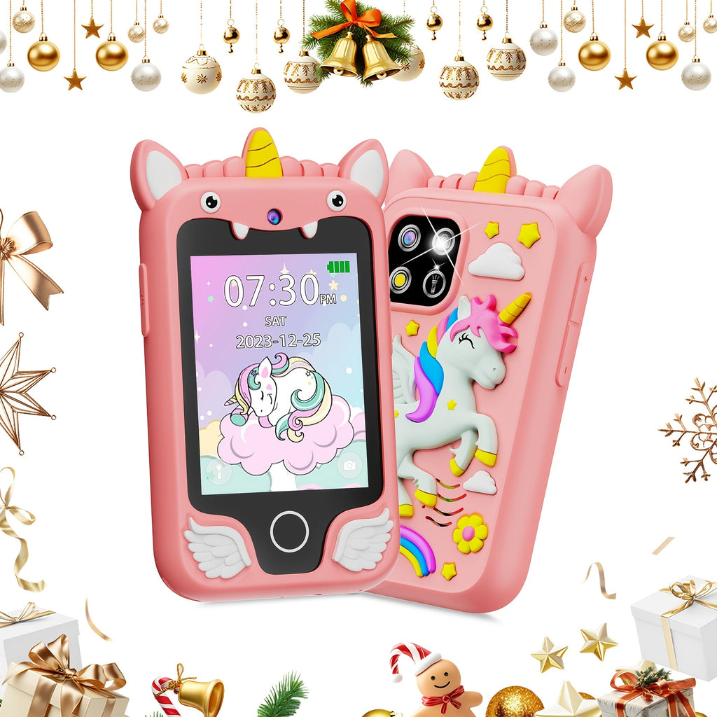 [Birthday/Christmas Gift] Kids Smart Phone with Touchscreen & Dual - Educational Learning Tablet, Compatible with 8GB SD Card, Charging, Parental Control - Birthday/Christmas Gift for Boys & Girls Ages 3-10 - Green Dinosaur D