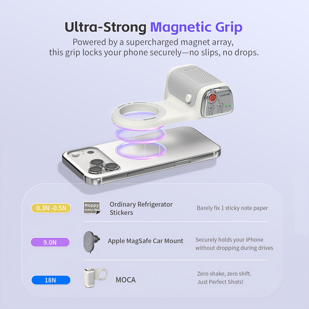 COMITOK MOCA Only for iPhone Shutter Device, Compatible with 26 & 18, One-Tap Camera Activation for iPhones, Supports Exposure Lock and Brightness Adjustment, Flip Front/Rear Cameras in One Tap, DSLR Style Release Button, ic