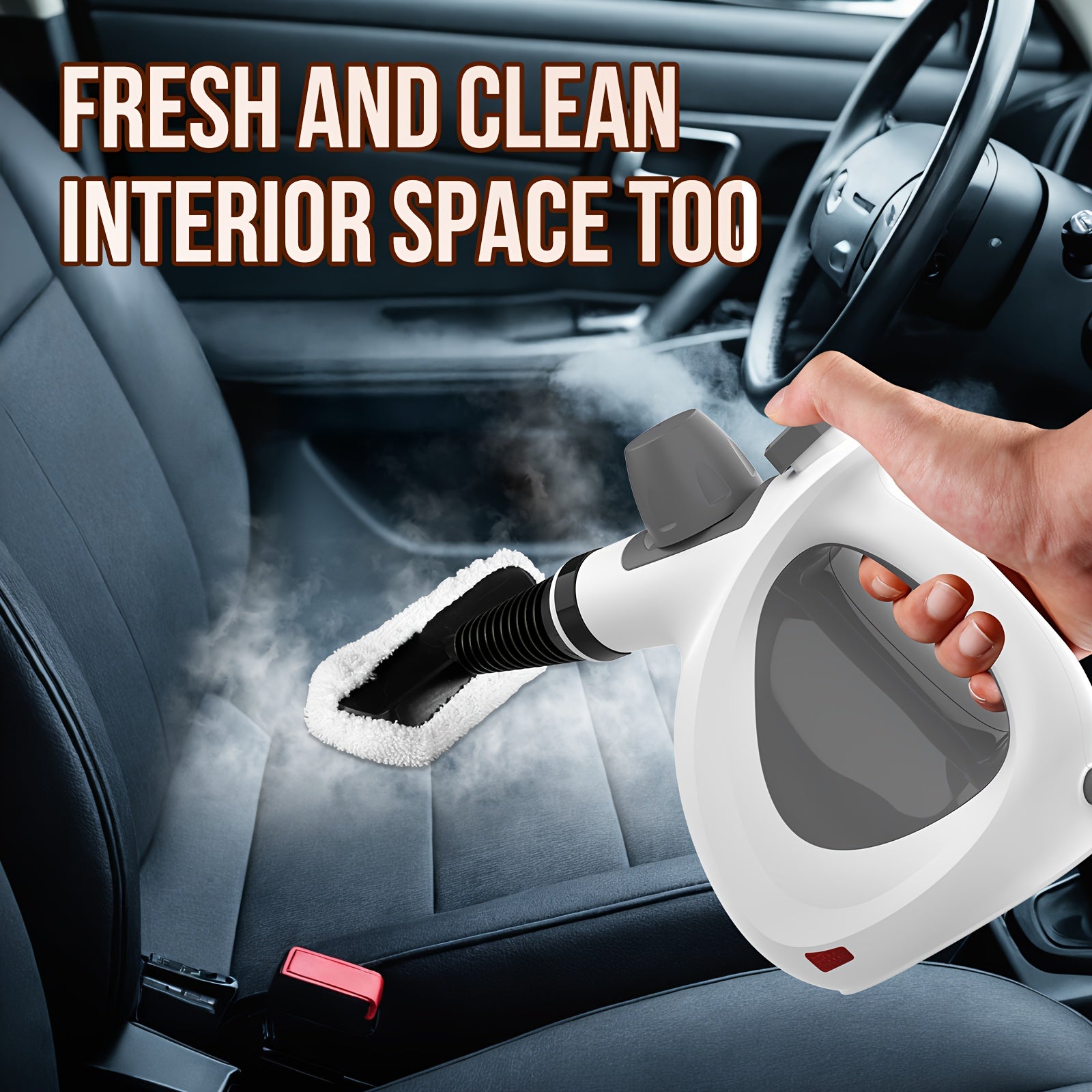 1Pc 1050W High-Power Portable Handheld Steam Cleaner Quick Heating, 12 Brush Heads For Versatile Cleaning In Kitchens, Bathrooms, Furniture & Cars - Us Plug, Large Capacity Water Tank, Steam Cleaner For Car