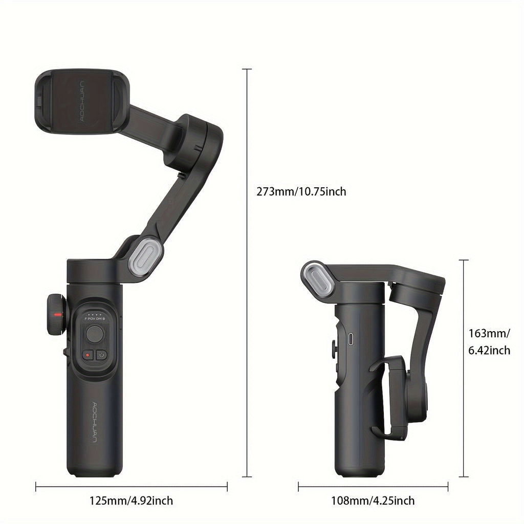 [ Gimbal Stabilizer]AOCHUAN Smart XE, Foldable And Portable Gimbal Stabilizer, Three-axis Stabilization And Anti-shake, 360-degree Rotation AI Automatic Face Tracking Shooting, Suitable For Panorama Gesture Control, Compatibl