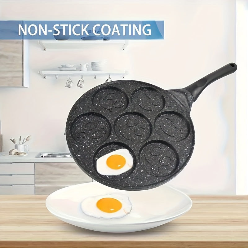 7-Hole Non-Stick Pancake Pan with Waffle Mold - Heavy-Duty Aluminum Alloy, Non-Stick Surface, Even Heat Distribution, for Pancakes, Waffles, Brownies, Crepes