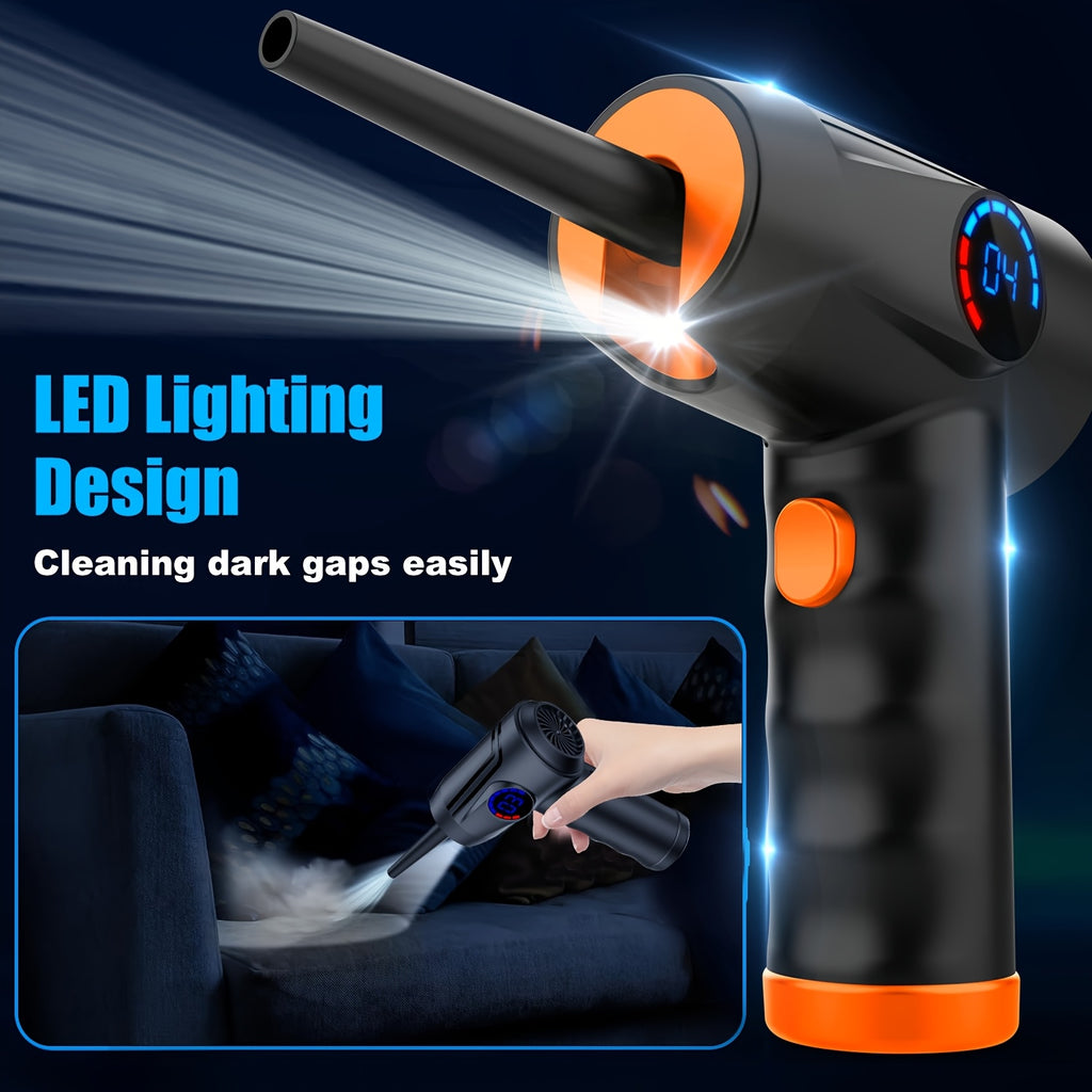 Cordless Electric Air Duster with 51000 RPM High-Power Blower, 4-Speed Adjustable & LCD Display, 3000mAh Fast Charging, 15-45 Min Runtime, USB-Powered Portable Cordless Vacuum Cleaner for Computers, Keyboards, TVs, Gaming Con