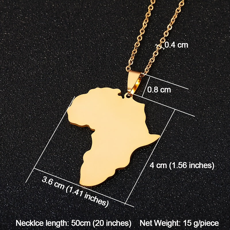 Golden African Map Pendant Necklace