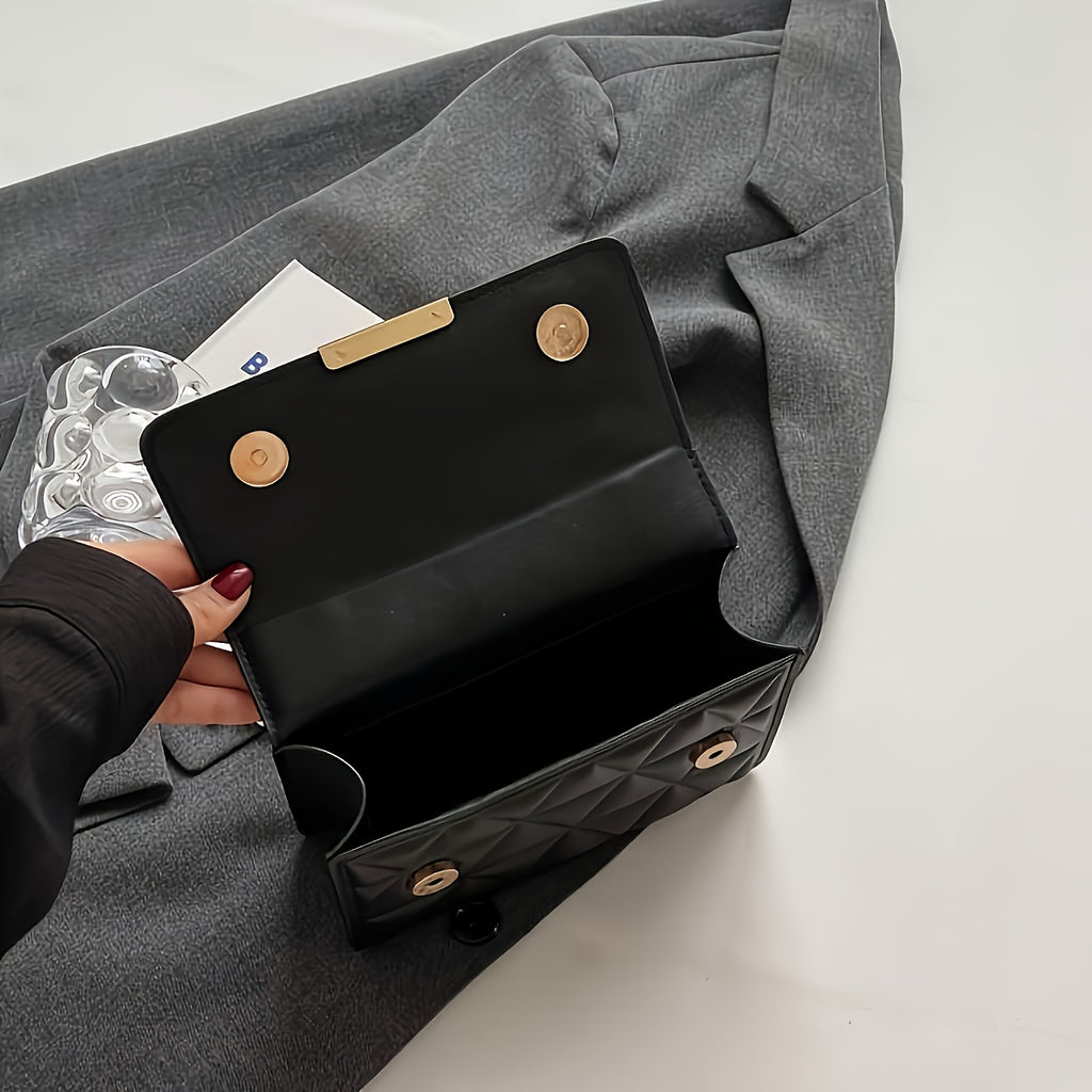 [Chain Crossbody Bag] 4-Season Fashion Chain Crossbody Bag, Women's Mini Shoulder Bag, Luxurious Versatile Handbag, Stylish Square Crossbody Wallet, Trendy Minimalist Purse, Chain Strap Small Square Bag for Shopping, Work, Co