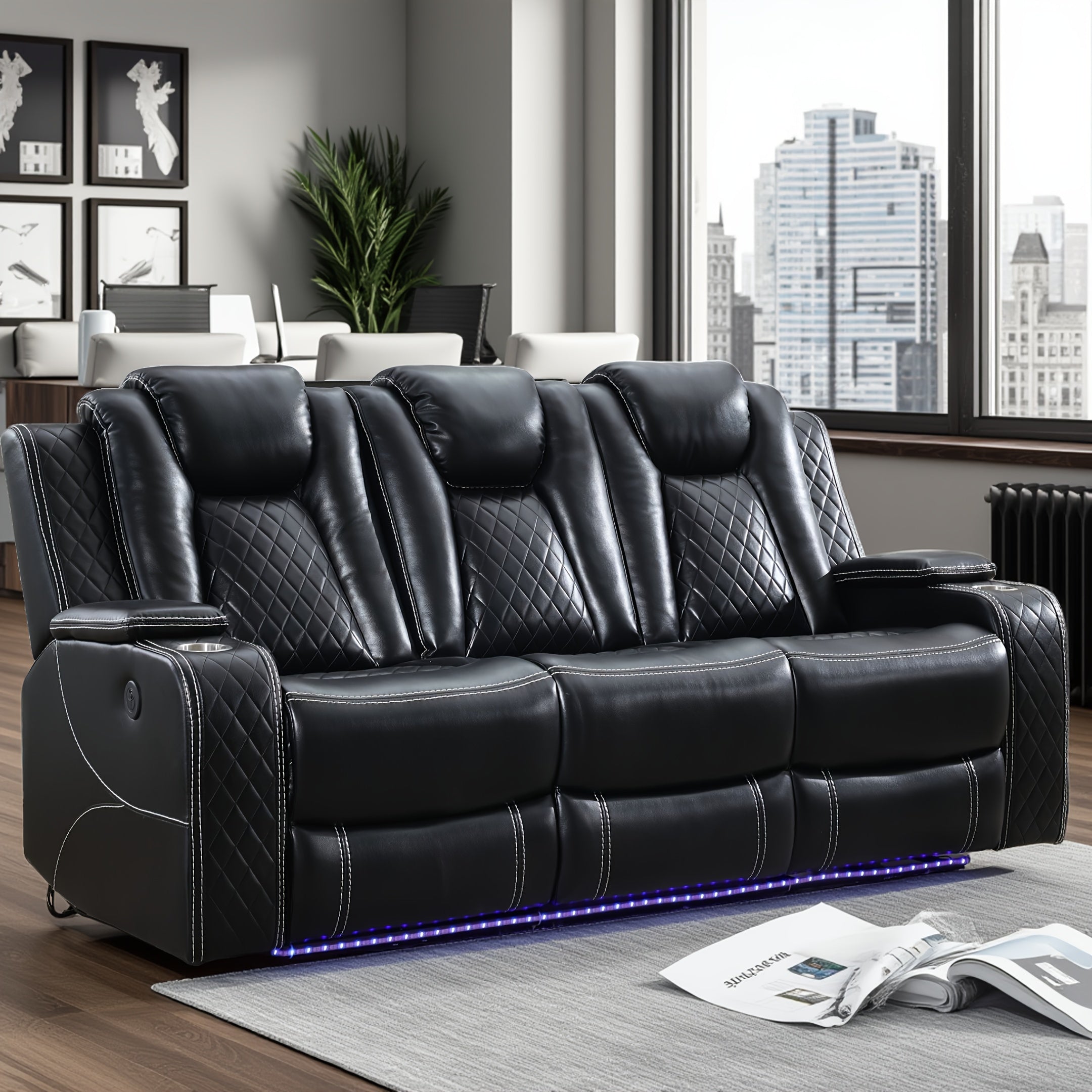 Power Recliner Loveseat with Speaker for Living Room, Loveseat Seating Couch, LED Lights