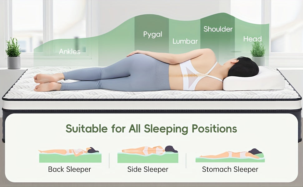 12 Inch Twin, Full, Queen, King Mattress In A Box, Memory Foam Hybrid Mattress With Individually Pocketed Springs For Isolate Motion