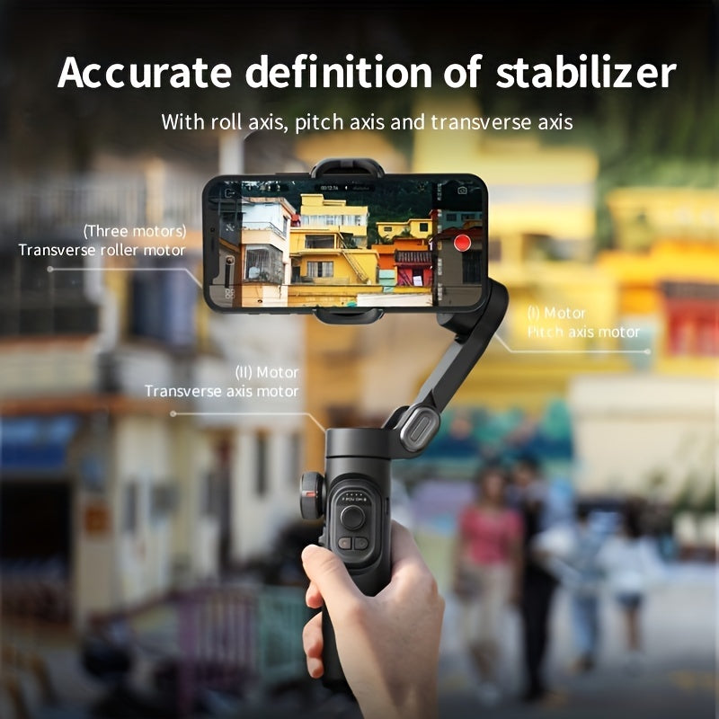 [ Gimbal Stabilizer]AOCHUAN Smart XE, Foldable And Portable Gimbal Stabilizer, Three-axis Stabilization And Anti-shake, 360-degree Rotation AI Automatic Face Tracking Shooting, Suitable For Panorama Gesture Control, Compatibl