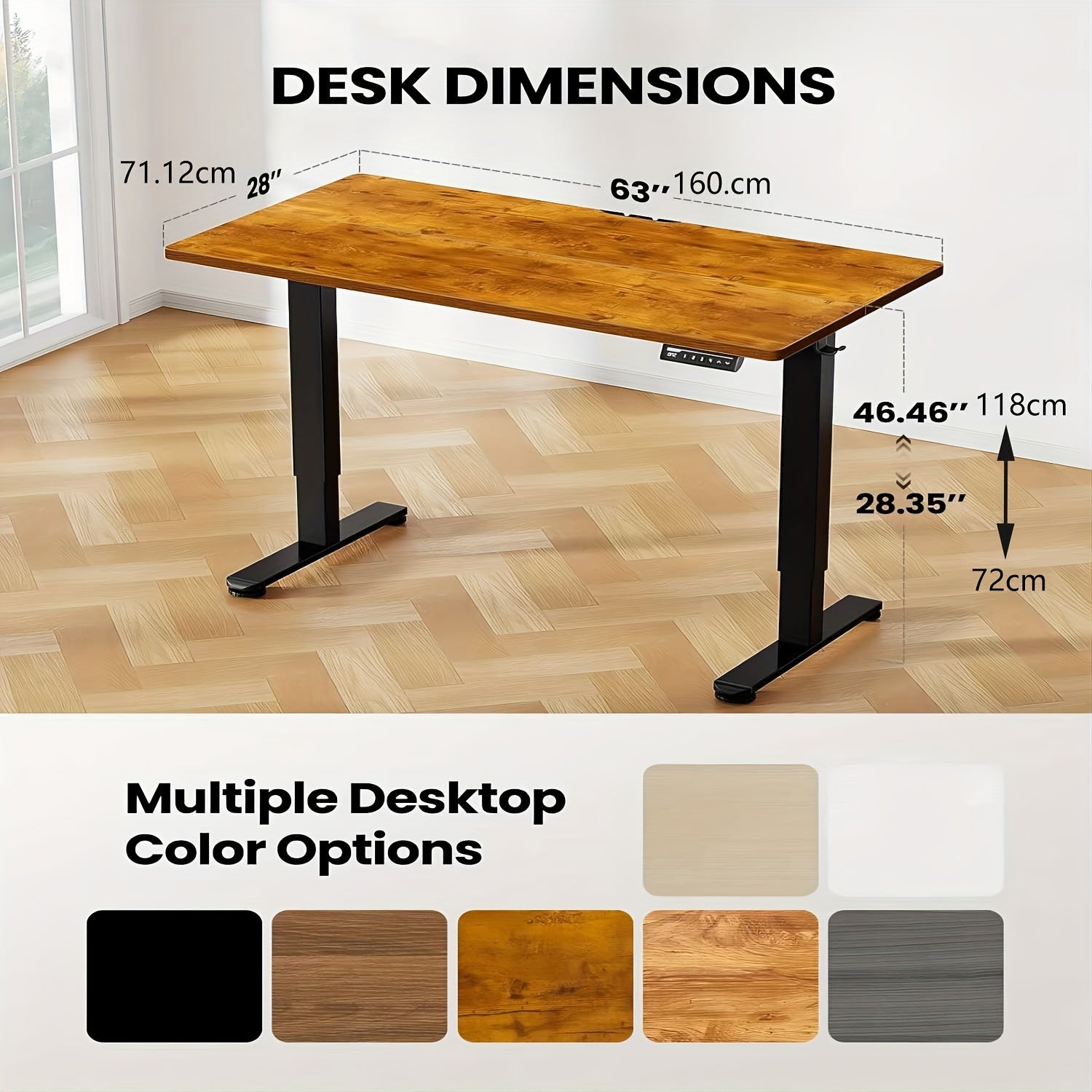 63/55/48/40 inch adjustable height electric lift desk, ergonomically designed recording studio desk, gaming desk, suitable for home offices, cafes, restaurants, recording studios, 4 colors, electric standing desk, perfect Chr