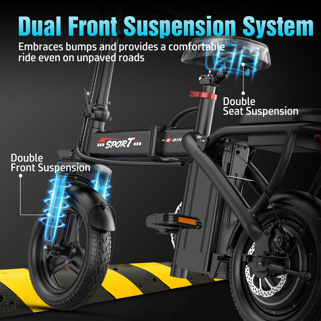 Ebikes for Adults, 500W Lightweight Folding Electric Bike for Adults, 20MPH 35Mile Long Range Commuter Electric Bicycle, 48V 10AH Removable Battery E Bike, Multi-Shock AbsorptionLoad-bearing Capacity: 385 Pounds, Daily Transp