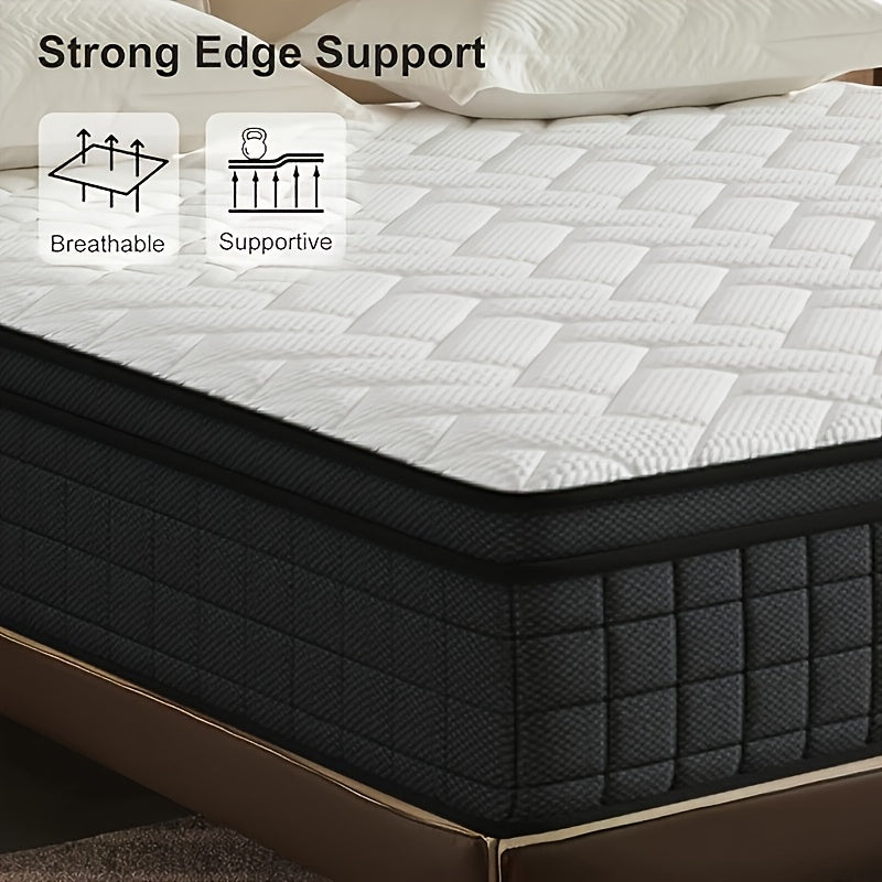 Memory Foam Hybrid Mattress, Queen/King/Twin/Full Size, 10in/12in Thick, Deep Sleep Euro Top, 7-Zone Cooling with Optimal Lumbar Support, -Allergenic Cover & Pocket Springs, Heavy-Duty Non-Wood