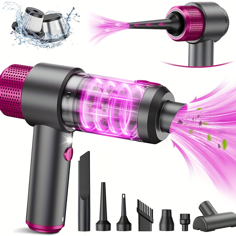 [Portable Vacuum] High-Power 4-in-1 Portable Wireless Vacuum Cleaner 15000PA Mini Vacuum, Compressor Air Blower And Pump Handheld Vacuum with Brushless Motor for Car, Home, Office, Camping, Computer Keyboard Laptop Dust Clean