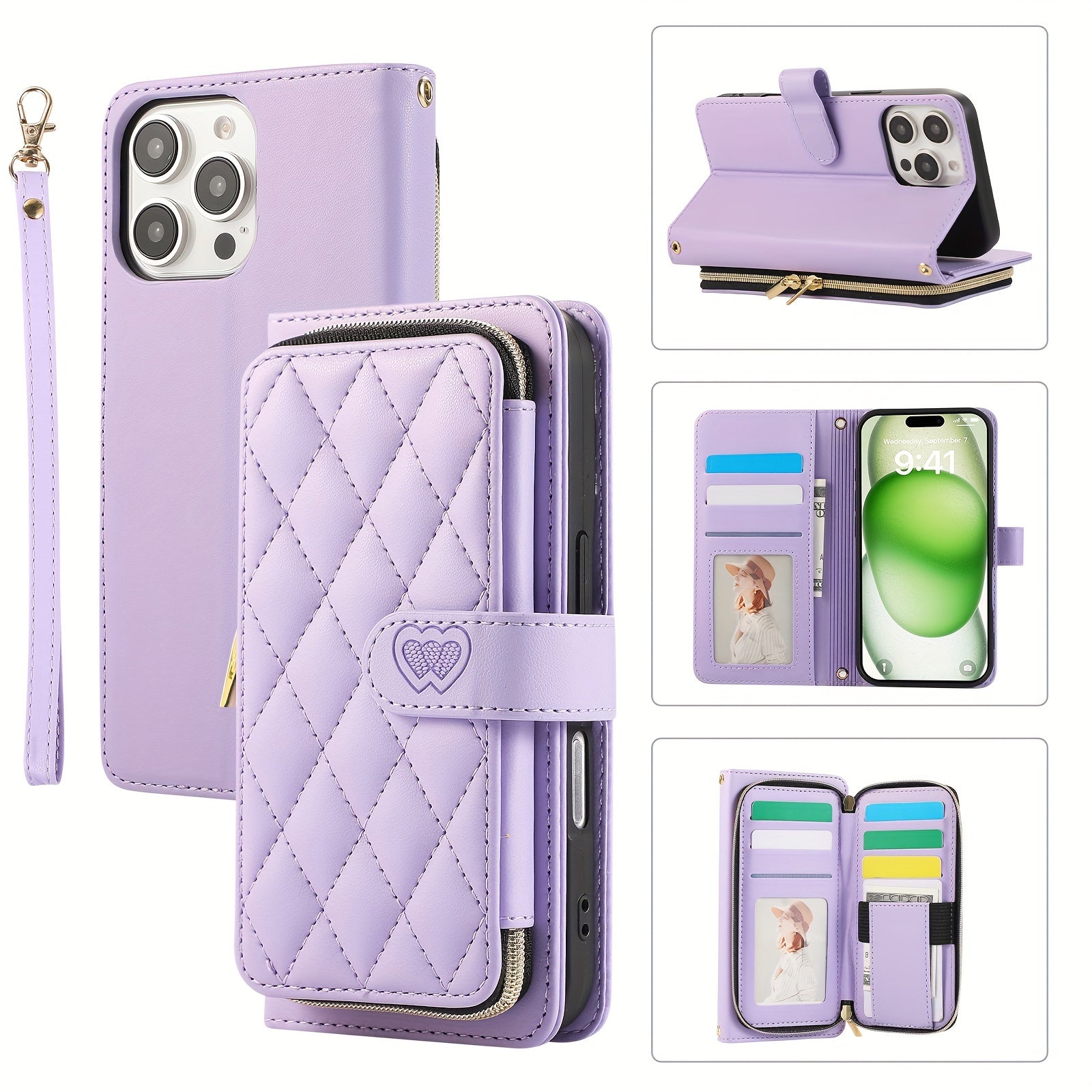 Crossbody Wallet Case Designed for Iphone 16E, 16, 15, 14, 13, 12, 11 Pro Max, 7, 8 Plus, SE 2020, And SE 2022, Featuring a Zippered Handbag Style, Flip Cover, Kickstand Folio, Card Slots, Wrist Strap, And Lanyard for The for